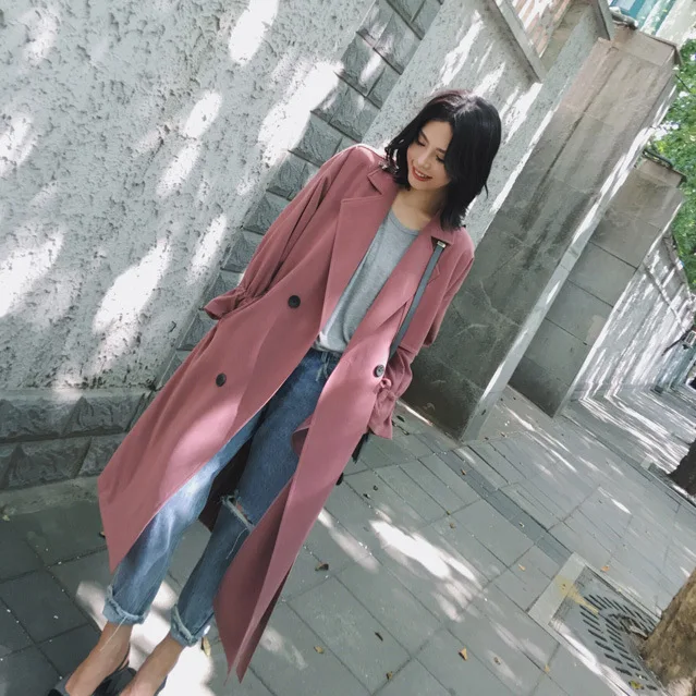 Женский офисный облегающий длинный Тренч двубортный дизайнерский в европейском