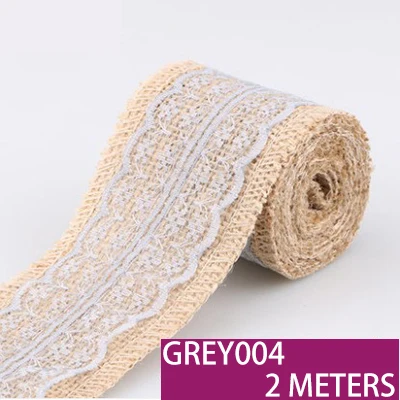 grey 004 Новинка 6 см 2 м джут, джутовая ткань, мешочная ткань лента кружева многоцветные планки украшение для подарков упаковочные Ленточные пеньки для дома ручной работы DIY - Цвет: grey 004