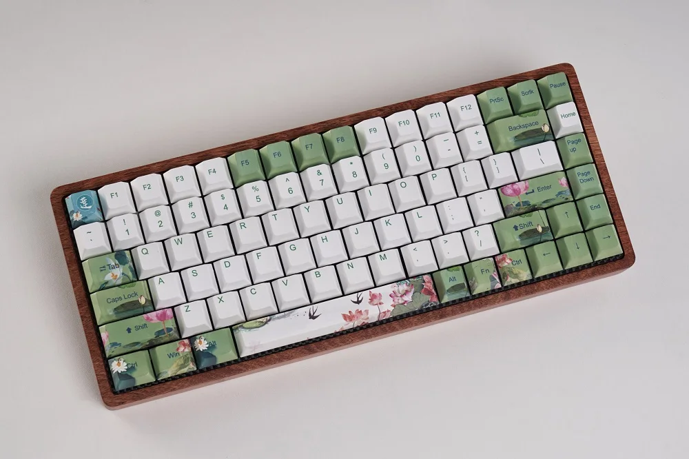 GK84 Lotus Gk84 механическая клавиатура 75% dye sub keycap Деревянный Пользовательский светильник rgb чернила paintingsakura lotus bluetooth 4,0 USB двойной режим - Цвет: GK84 Lotus