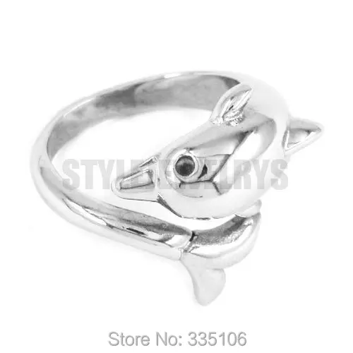 Прекрасный кольцо с дельфинами из нержавеющей стали ювелирные изделия серебра