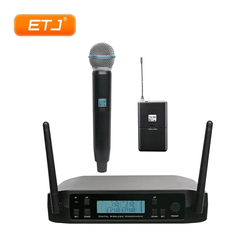 Model 2 Профессиональный UHF двойной микрофон беспроводной ручной GLXD24 Караоке динамический микрофон высокое качество для церковной сцены - Цвет: Model 2