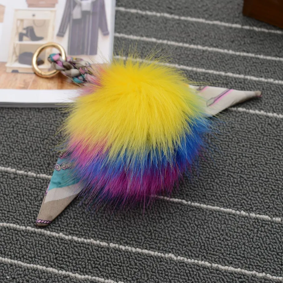 Высококачественный брелок с помпоном из искусственного меха кольцо для