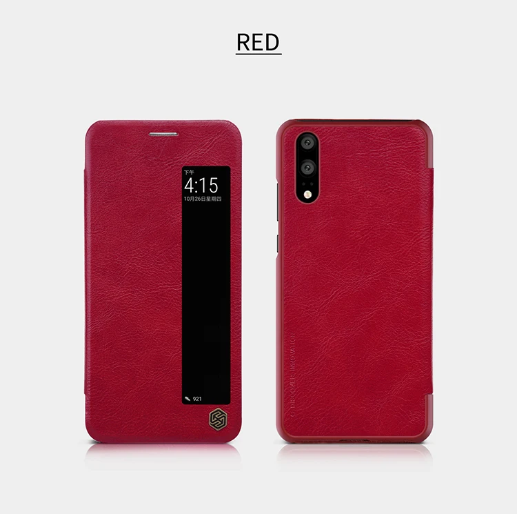 Чехол для huawei P20 Nillkin Qin, Роскошный кожаный флип-бумажник, задняя защитная крышка для телефона huawei P20 Pro Nilkin Smart View Wake Up
