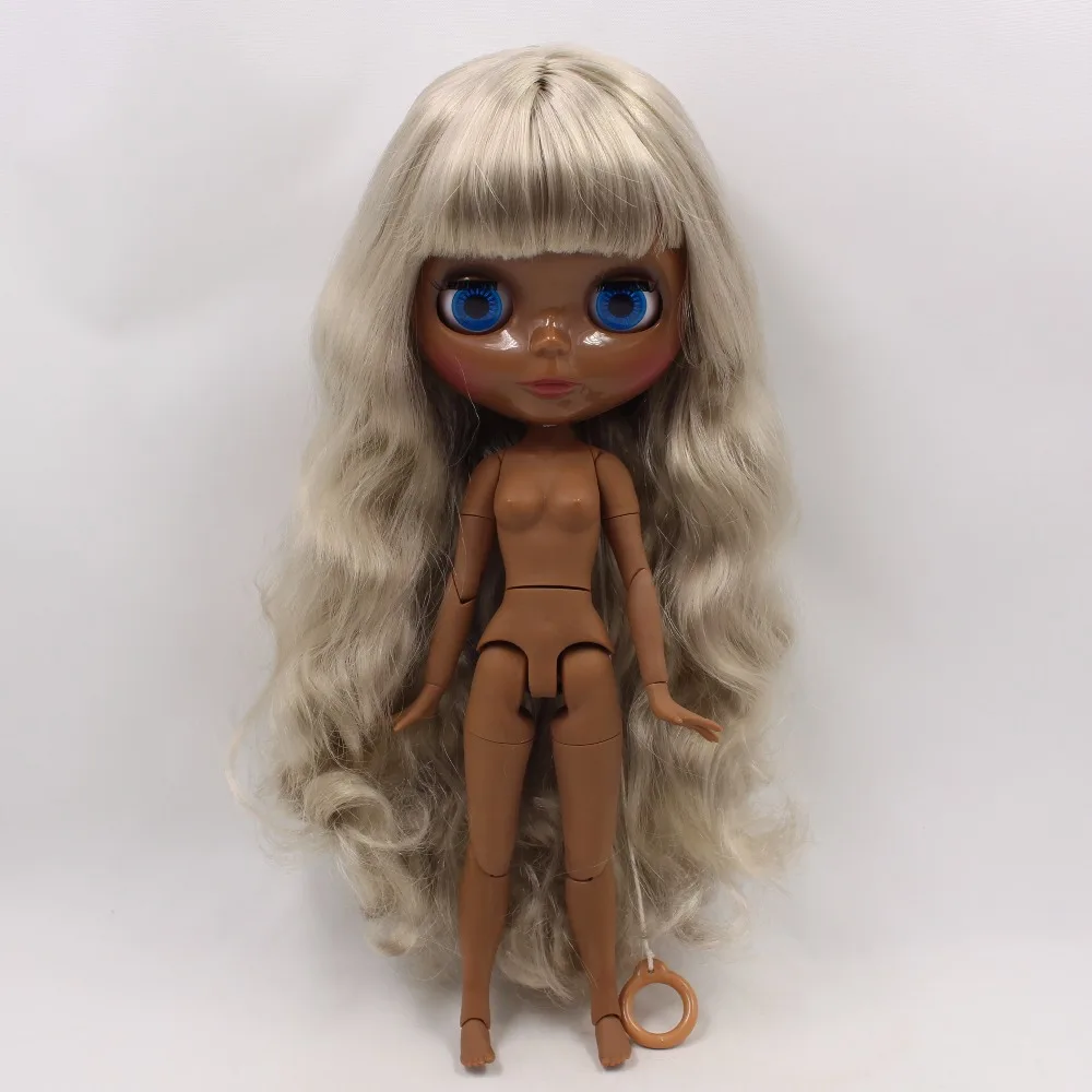 

ICY DBS Blyth doll super black skin wavy grey hair joint body 1/6 bjd 30cm