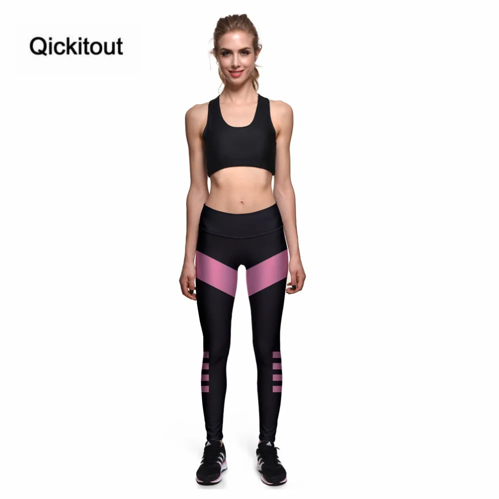 Женские леггинсы для фитнеса Qickitout сексуальные темно розовые штаны с 3D принтом и