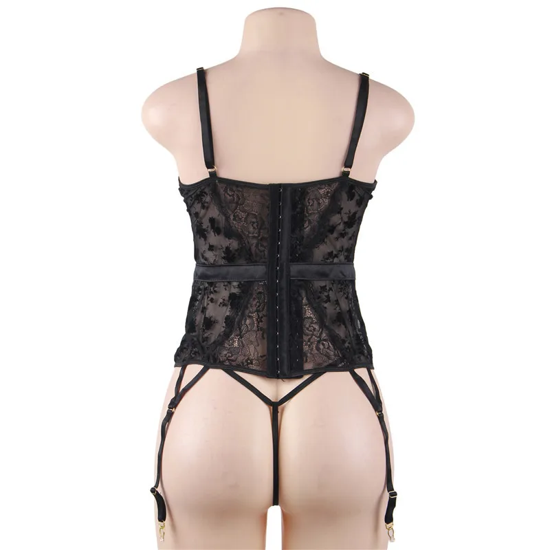 Dessous, сексуальное, сексуальное, эротическое, беби долл, большой размер, цветочное, кружевное, бюстье, Femme, для похудения, боди, 2 шт., подвязки, нижнее белье, ночная сорочка, RE80766