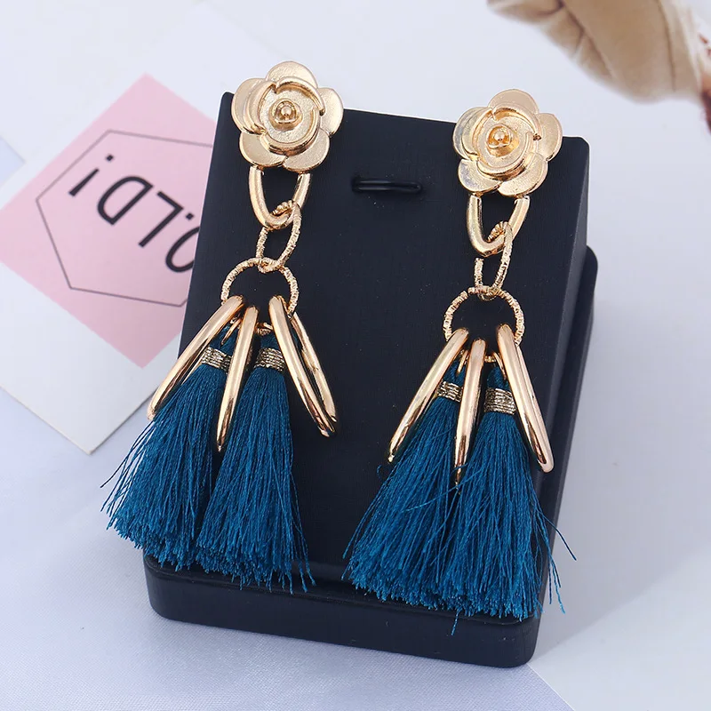 2017 шесть Цвета модных Лидер продаж розы Темперамент кисточкой Серьги Boho