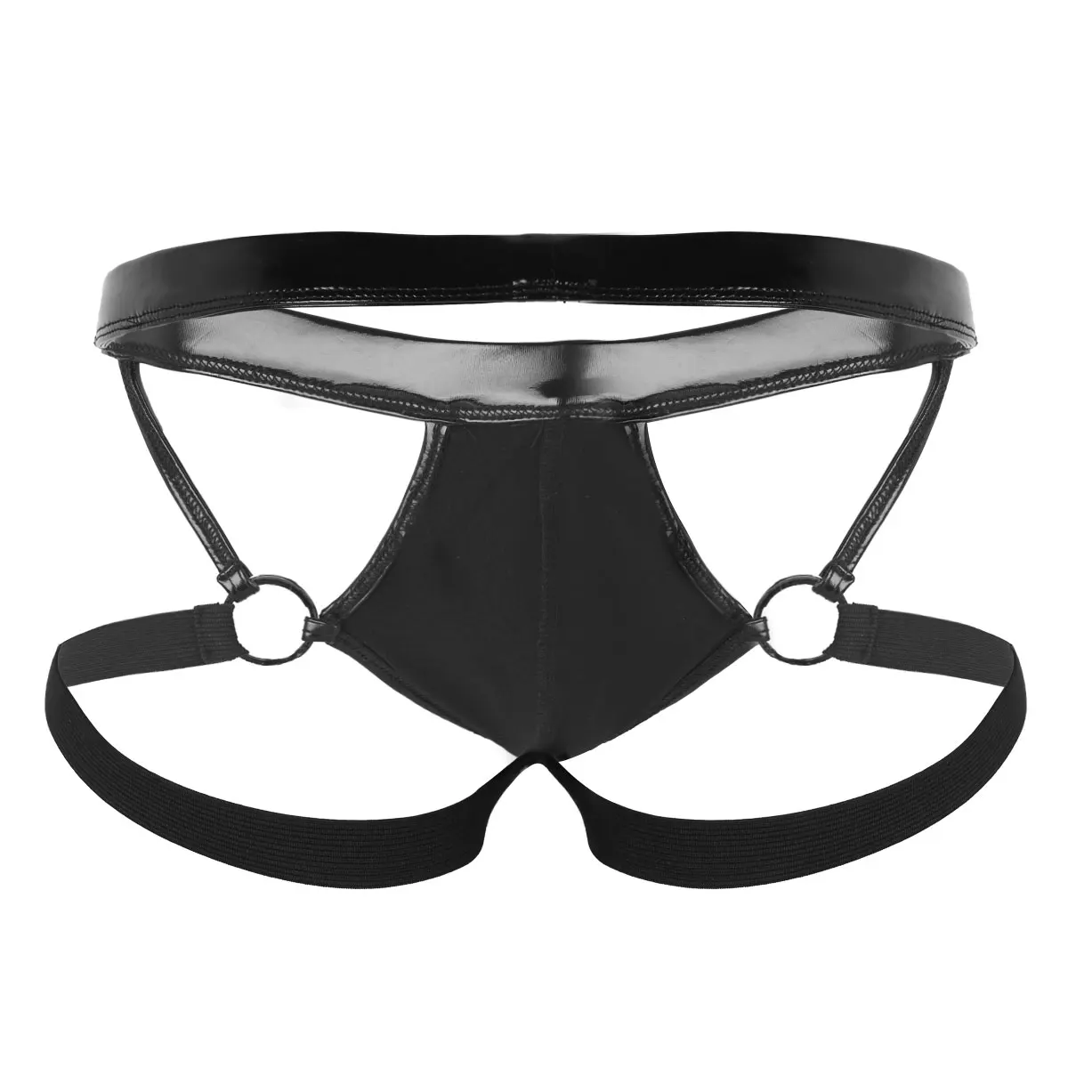 Сексуальные мужские бикини, купальник jockstrap мужчины купальник нижнее белье Wet Look лакированная кожа Bulge Pouch открытый приклад низкая посадка трусики-танга