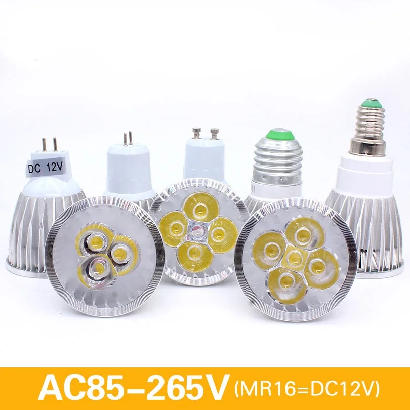 Новая мощная светодиодная лампа E27 E14 GU10 AC 220V 9W 12W 15W с регулируемой яркостью