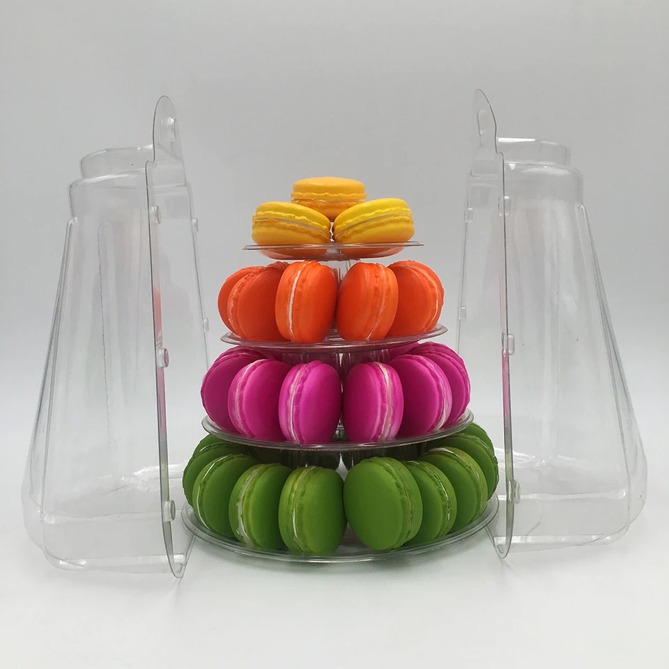 With cover Transhome стенд кекса 4-секционный измельчитель для специй с Macaron стенд с противопыльным кожухом десерт Дисплей/Подставка для свадебного торта День рождения Свадебные украшения инструменты - Цвет: With cover