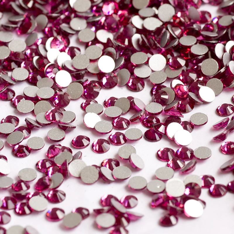 Фуксия без горячей фиксации Стразы с плоским основанием для изготовления стекла