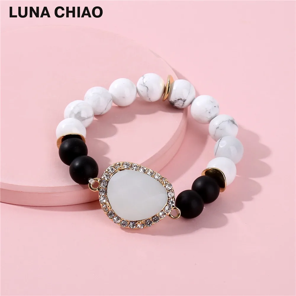 LUNA CHIAO модные браслеты ювелирные изделия белый мраморный камень бусины свободный
