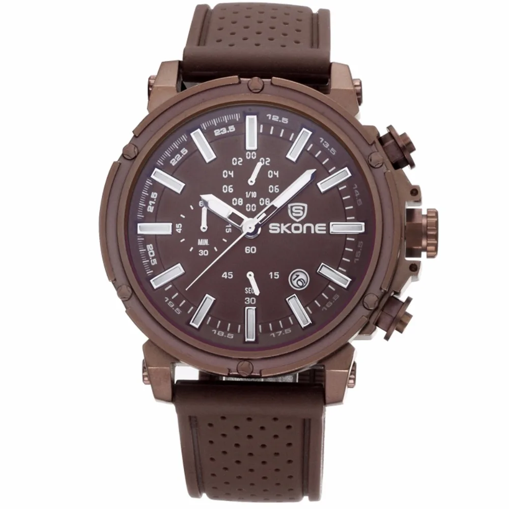 SKONE мужские часы хронограф Военное Дело стимпанк мода кварцевые