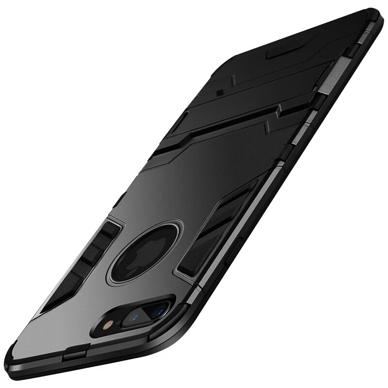 Armor Case For iPhone 7 8 Full Protection Support Kickstand Phone PC Shell Back 6 S X Plus Silicone Cover |