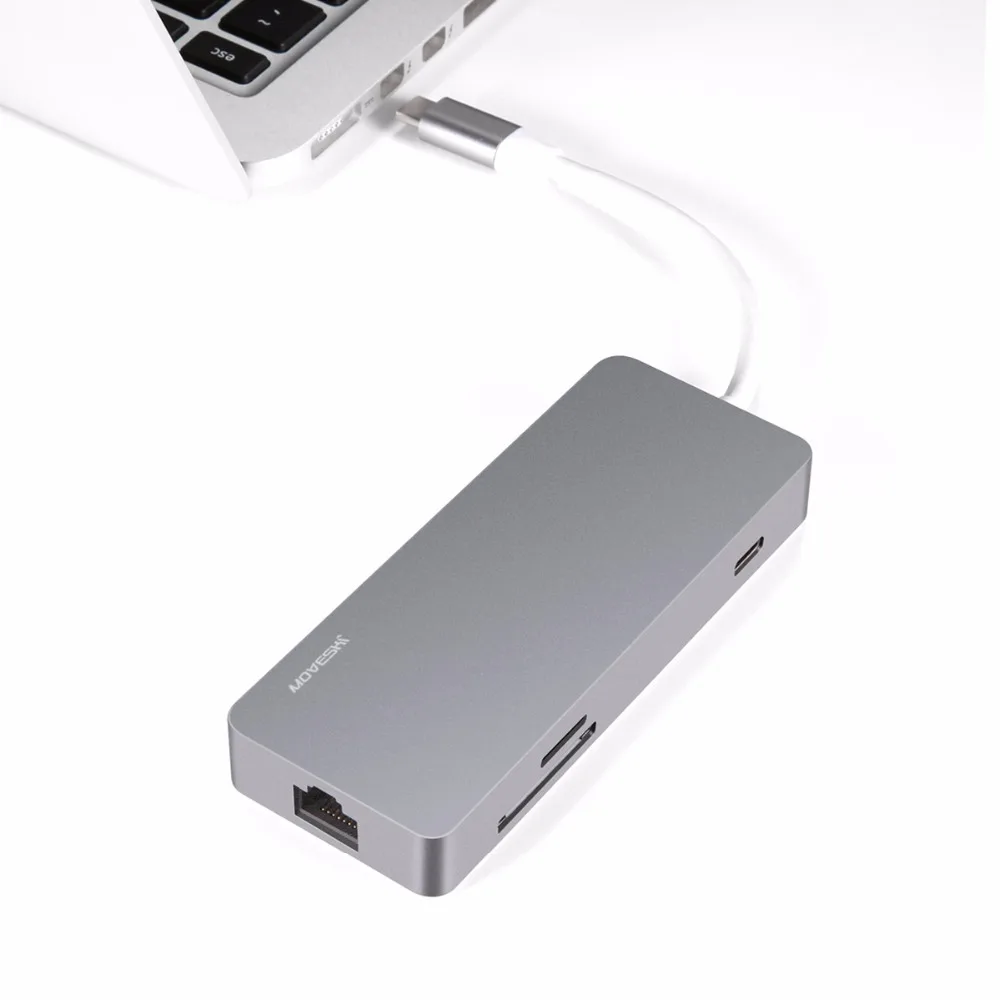 Moveski VT102 PD Быстрая зарядка Ethernet USB C-type C концентратор с портом для зарядки HDMI порт