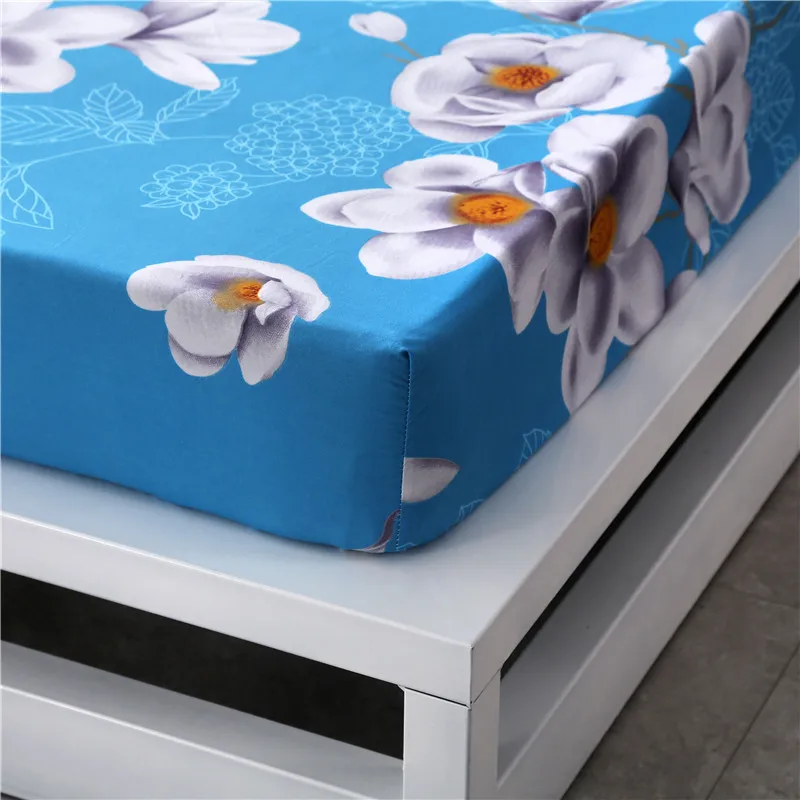 1 шт. простыня для кровати с цветами синего цвета на резинке резиновой подкладке