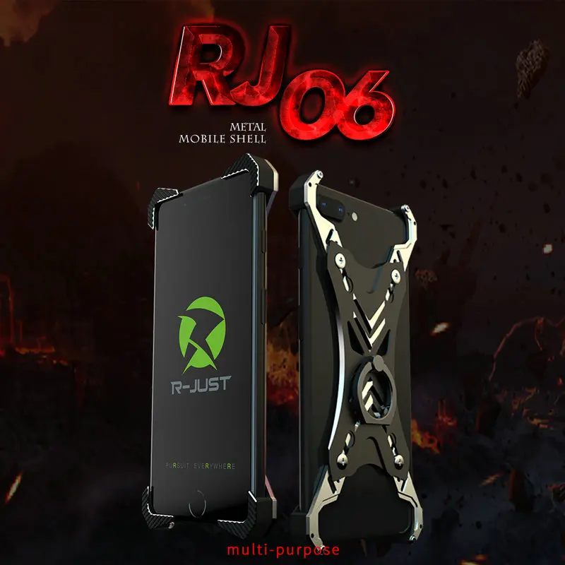 R-just X Shape Ring Holder case For iPhone Personality Shell for 6s 7 8 plus Case Metal Bumper With Gift Glass Film |