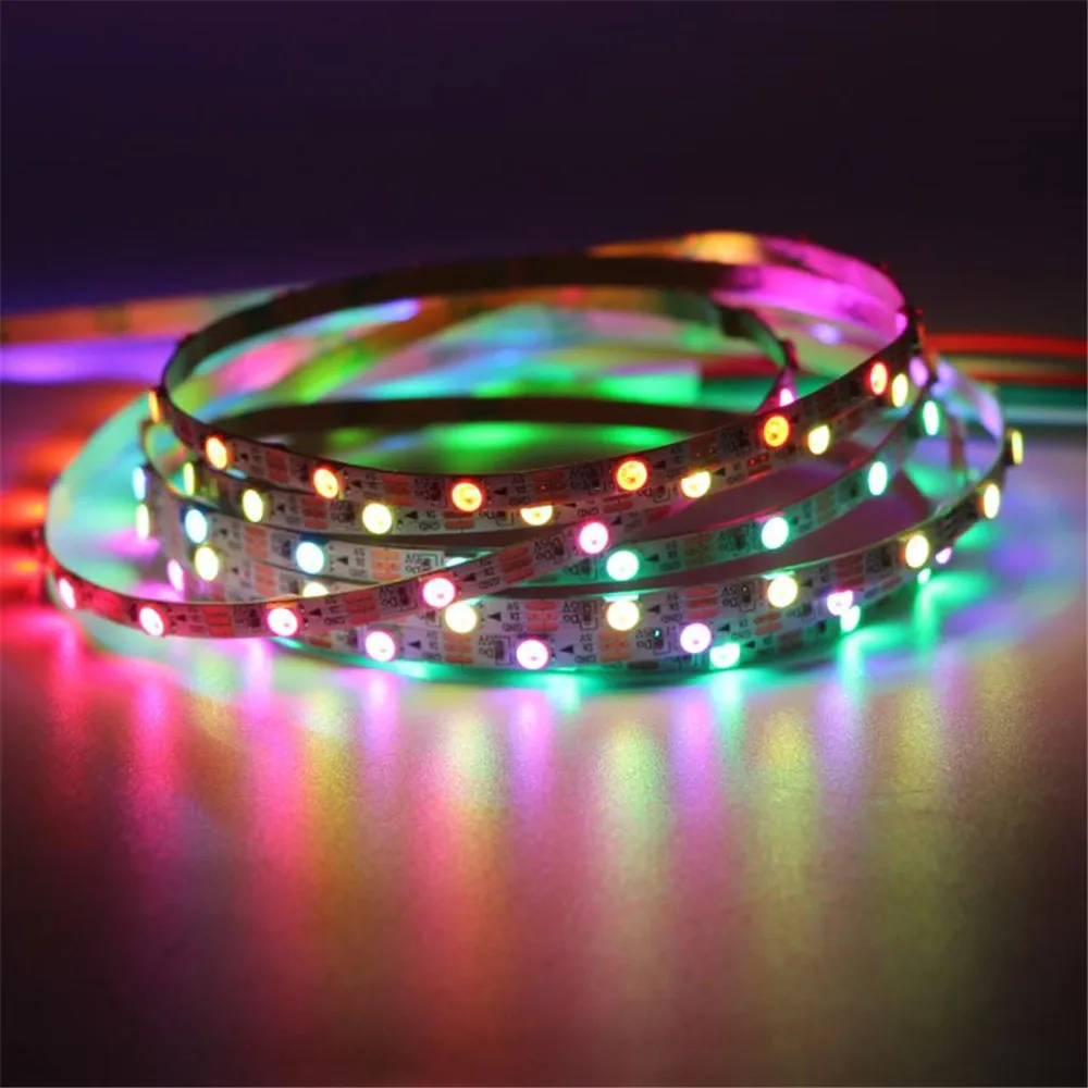 1 м/2 м SK6812 WS2812B 60/144 пикселей 4 мм/7 мм PCB Адресуемая SMD3535 мини RGB гибкая светодиодная