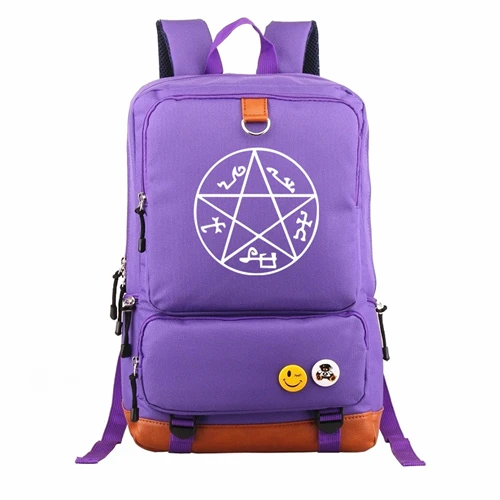purple 2 ТВ шоу Сверхъестественное SPN Рюкзак Mochila повседневные рюкзаки подростковые Мужские Женские школьные сумки Дорожная сумка для ноутбука - Цвет: purple 2