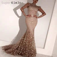 superkimjo saudi arabic style evening dresses 2020 long sleeve mermaid sexy evening gown vestido de festa abendkleider