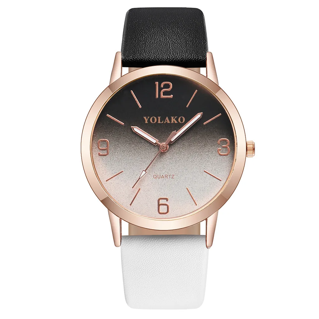 

Classic Watches Women Gradient Quartz Dress Watch Ladies Fashion Luxury Brand Wristwatch Female Leather Strap Clock