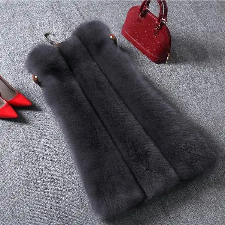 Clobee женские пальто из искусственного меха размера плюс 4XL жилет из искусственного меха Элегантный искусственный Лисий мех женская зимняя верхняя одежда длинный жилет J196