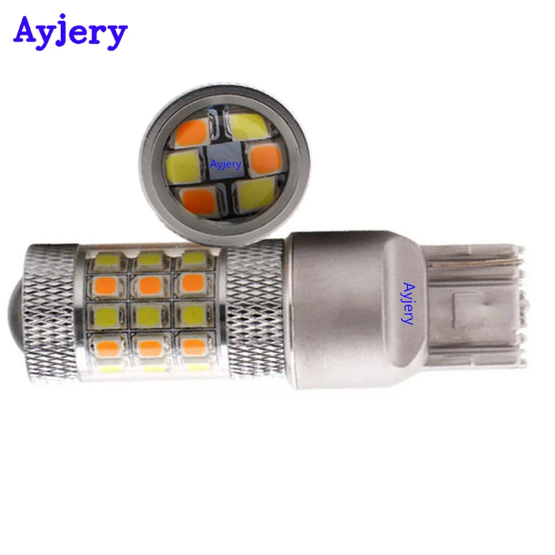 AYJERY! 2 шт. T20 P21W 7443 2835 42 SMD Светодиодные Автомобильные лампы белый/янтарный двойной
