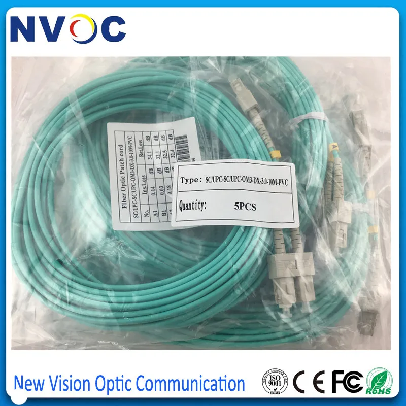5 шт./лот 10 м Φ 10G OM3 дуплекс 50/125 SC/SC SC/UPC мм DX 3 0 ПВХ волоконно оптический джампер