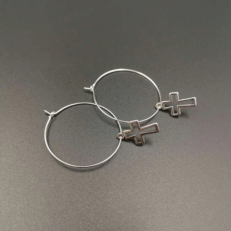 Серьги кольца женские винтажные металлические серебристые|Серьги-кольца| |