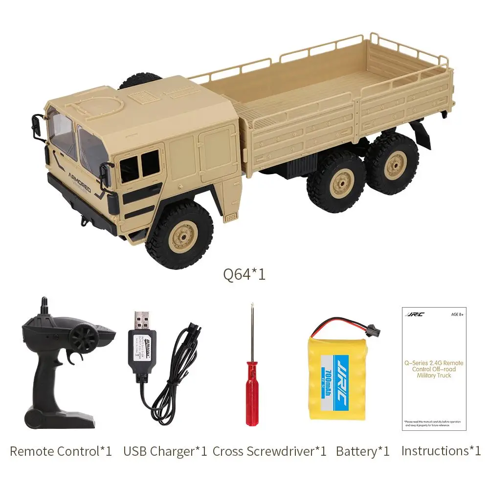 JJRC Q64 1/16 2,4G 6WD Rc автомобиль военный грузовик внедорожник Рок Гусеничный RTR игрушка 6 колес Гоночные Игрушки для детей Подарки для детей