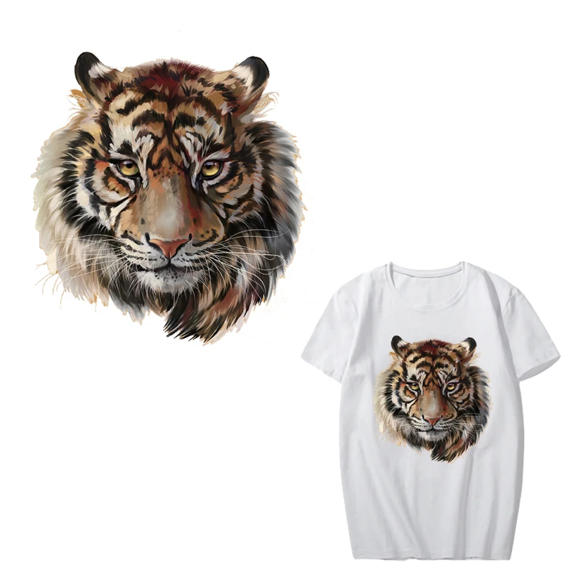 

Iron on Cool Tiger Patches for Clothing DIY Print on T-shirt Appliques Heat Transfer Vinyl Stickers on Clothes Thermal Press
