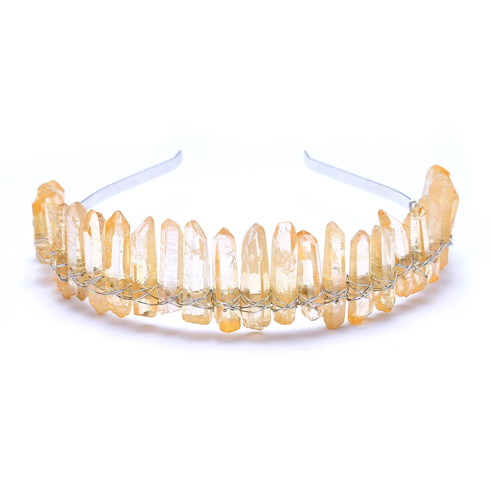 Новая мода тиара кристалл натуральный кварц Кристалл Корона Ангел Аура ободок