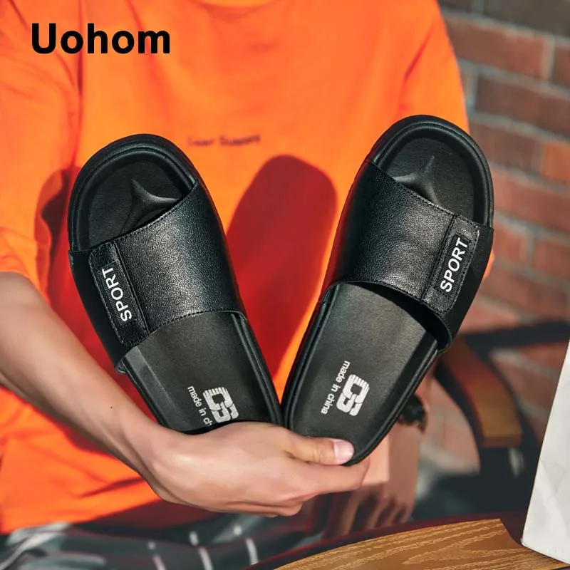 Uohom 2018 повседневные Брендовые мужские тапочки летние дышащие из искусственной