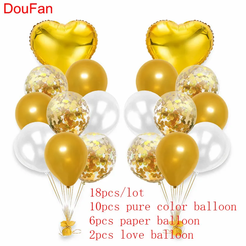 00344-gold 18 шт./компл. розовое золото сердце фольги латексные шары цветные Конфетти Свадебные Воздушные шары с днем рождения украшения - Цвет: 00344-gold