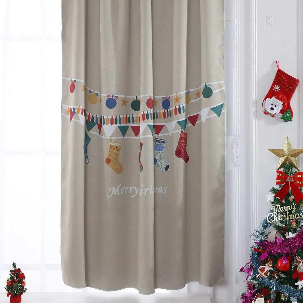 Рождественские затемненные занавески на окно для балкона из вуали тканевые