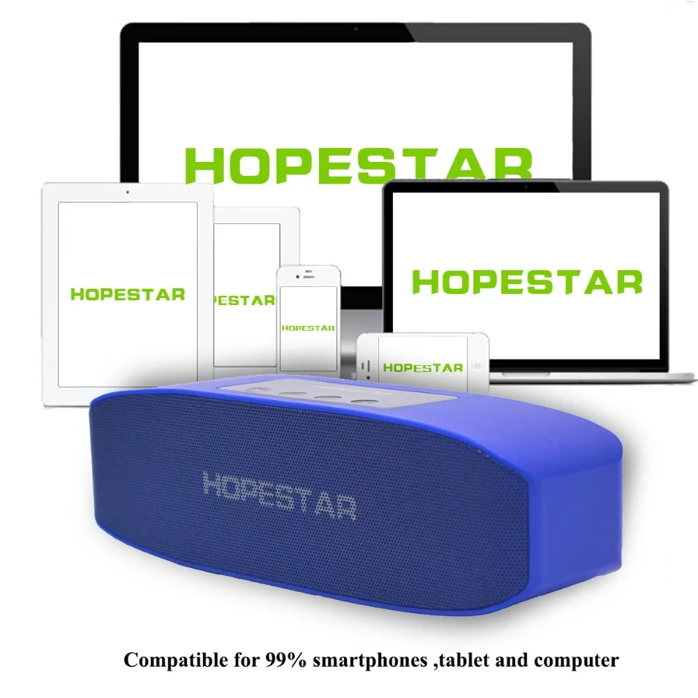 HOPESTAR 16 Вт большой мощности открытый беспроводной стерео Bluetooth динамик 2400 мАч Внешний аккумулятор басовый сабвуфер с микрофоном TF FM для телефонов ПК