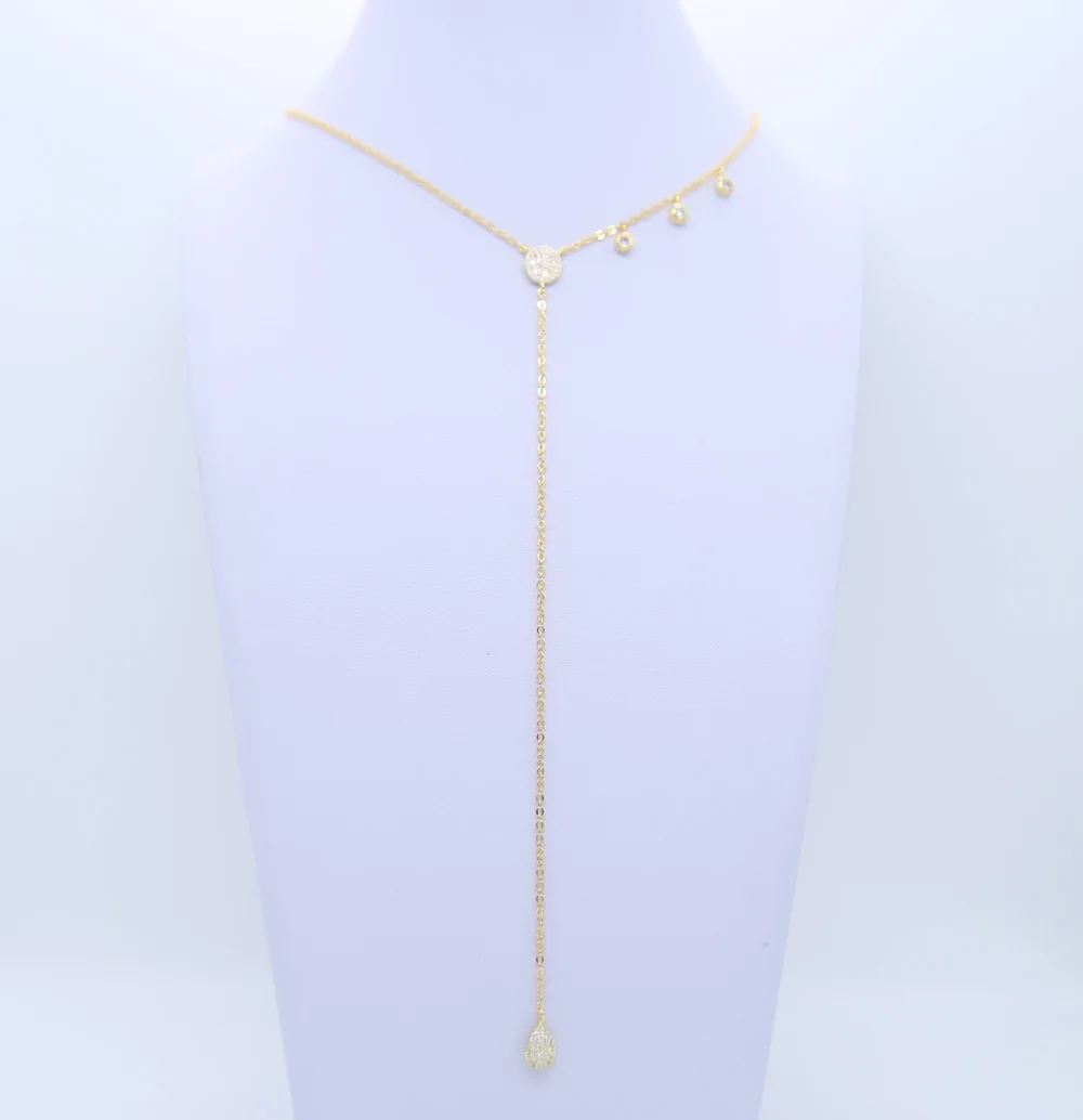 2017 Новейшая модная цепочка с кольцом ожерелье золотого цвета цирконием подвески