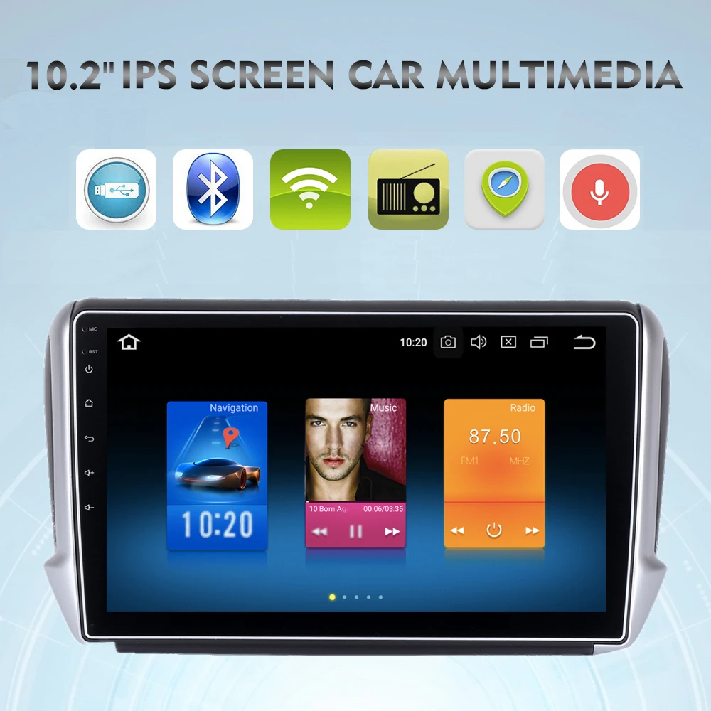Dasaita 10," Android 9,0 Автомобильный gps радио плеер для peugeot 2008 208 din gps для peugeot DSP Восьмиядерный 4 Гб+ 32 ГБ стерео Мультимедиа