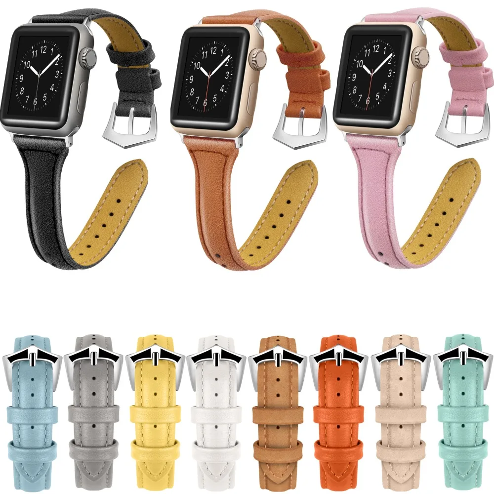 Кожаный ремешок для Apple Watch ремешок 40 мм 44 мм iWatch ремешок 38 мм 42 мм тонкий ремень ремешок для часов Браслет Apple watch 5 4 3 2 1 38 40 42