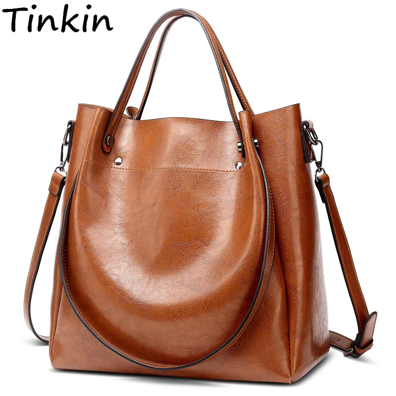 Женская сумка тоут из вощеной кожи модный саквояж на одно плечо в простом стиле