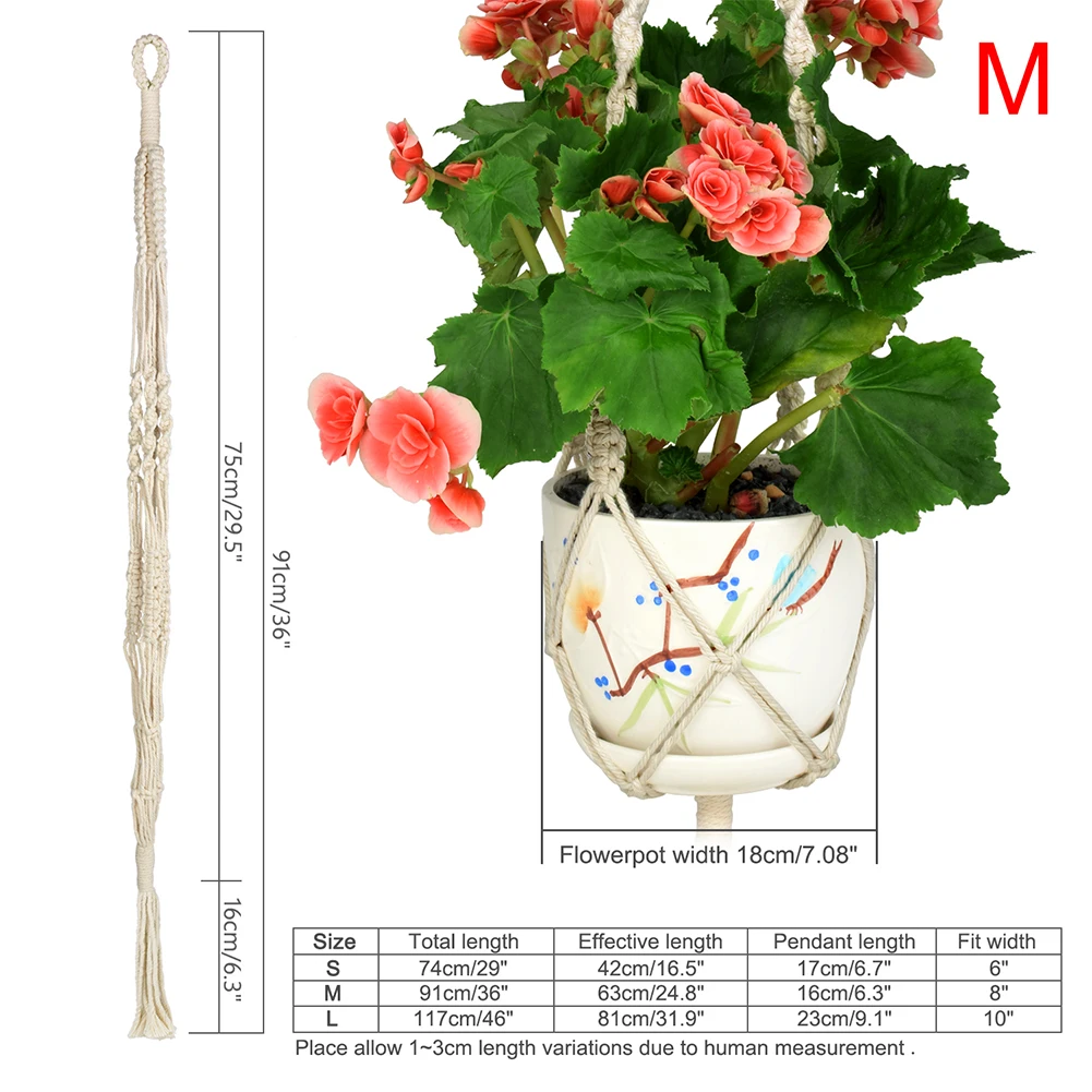Style B 91cm WITUSE Подвеска для растений из макраме крюк горшок держатель ручной работы хлопок шнур вешалка для растений подвесной держатель корзины простой/кисточкой 28 35 46" - Цвет: Style B 91cm