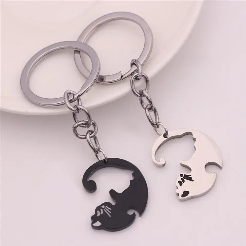 Новое поступление брелоки для пар в виде двух кошек романтическая Головоломка из