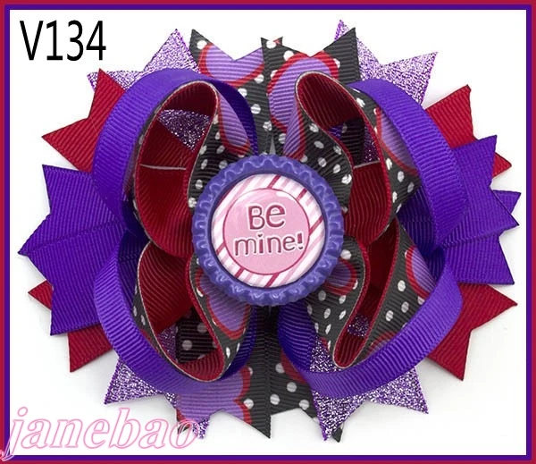 Бесплатная доставка 24 шт. банты для волос на День святого Валентина девочек из