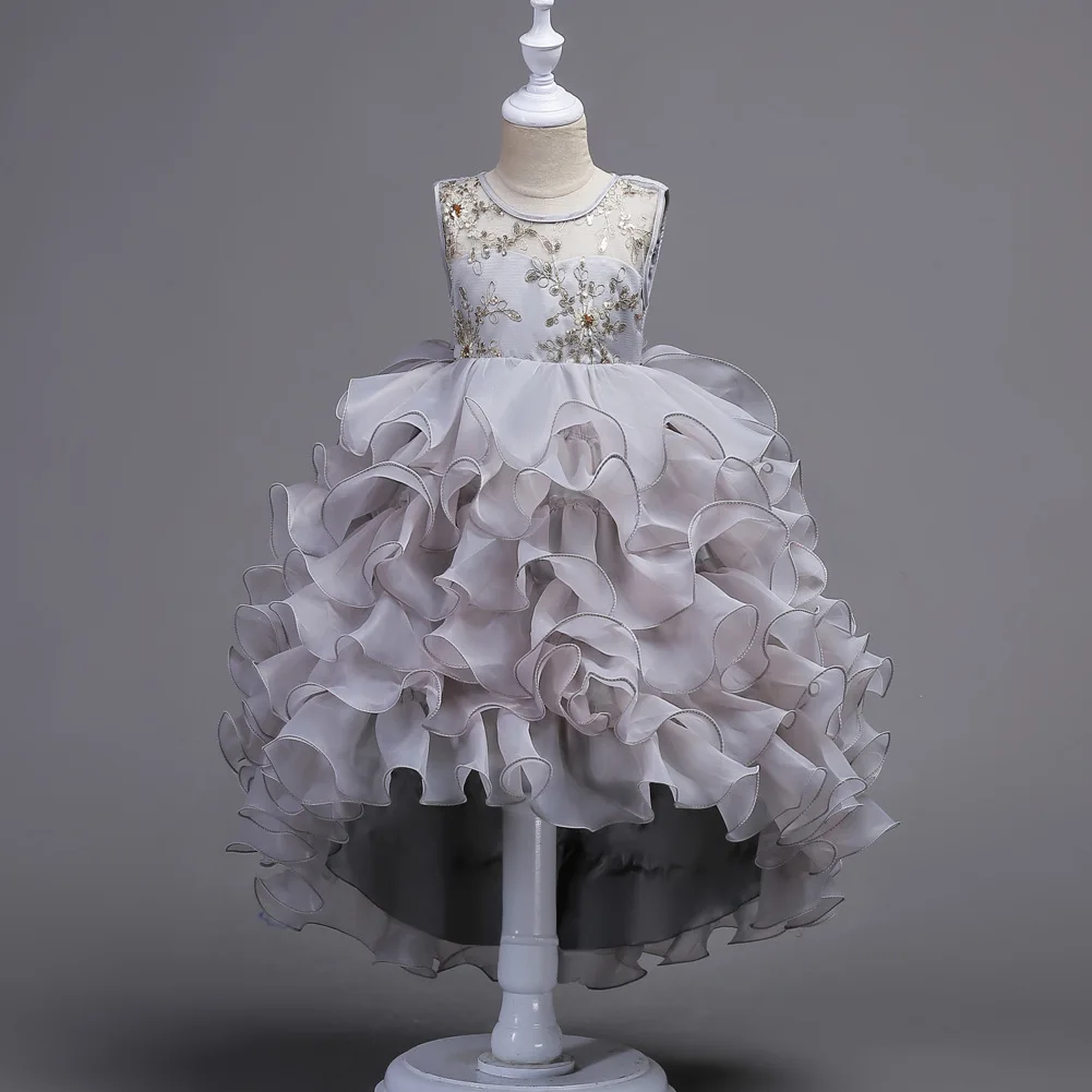 

New Flower Girls Party Dress Floral Sequined Embroidered Formal Evening Wedding Girl Christmas Princess Ball Gown Kids Vestido