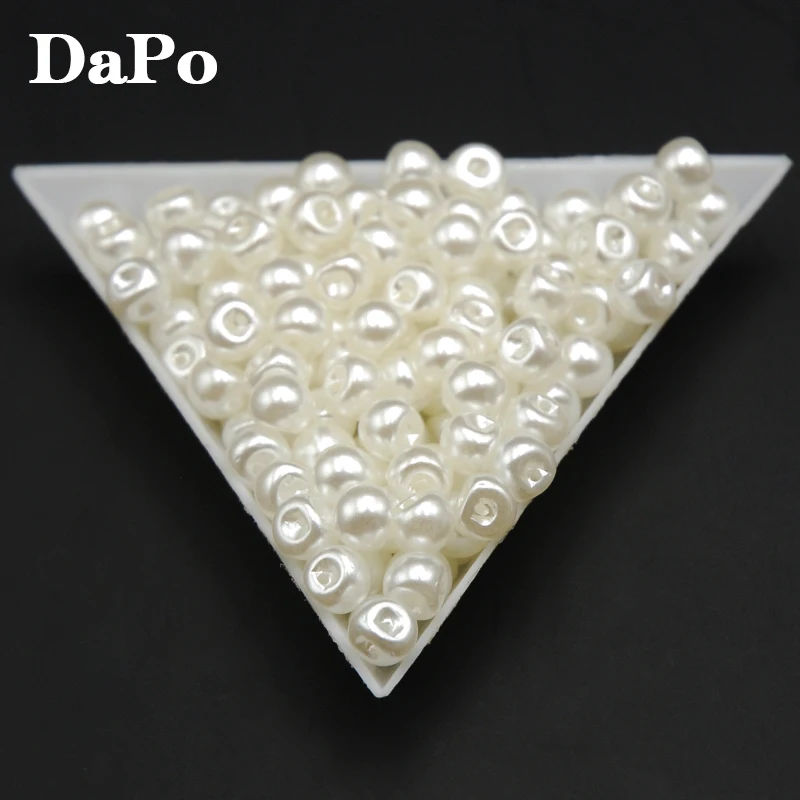 Белые имитационные жемчужные пуговицы из пластика с боковым отверстием для одежды, материал декоративных аксессуаров, 6 мм, 200 шт., бесплатная доставка.