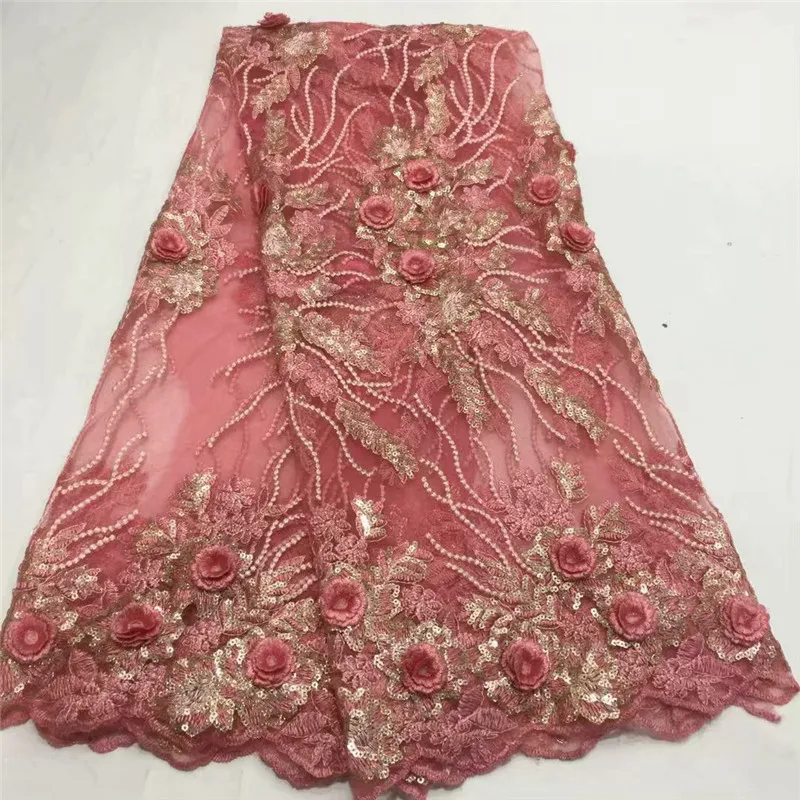 African 3D Lace Fabric 2018 High Quality Material Embroidery Nigerian With Sequins French A1194-1 | Дом и сад