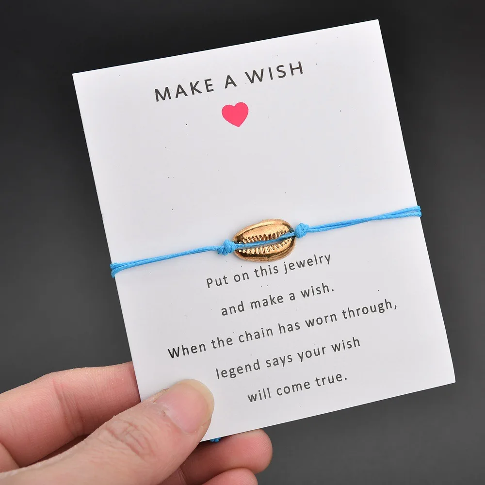 Новинка браслеты с подвесками Make a Wish в виде Золотой ракушки регулируемой