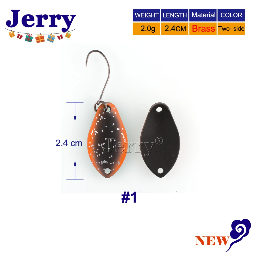 Jerry 2 г форель ложки латунные спиннинговые рыболовные ложки pesca микро металлические приманки зона форель рыбалка сверхлегкий - Цвет: black orange