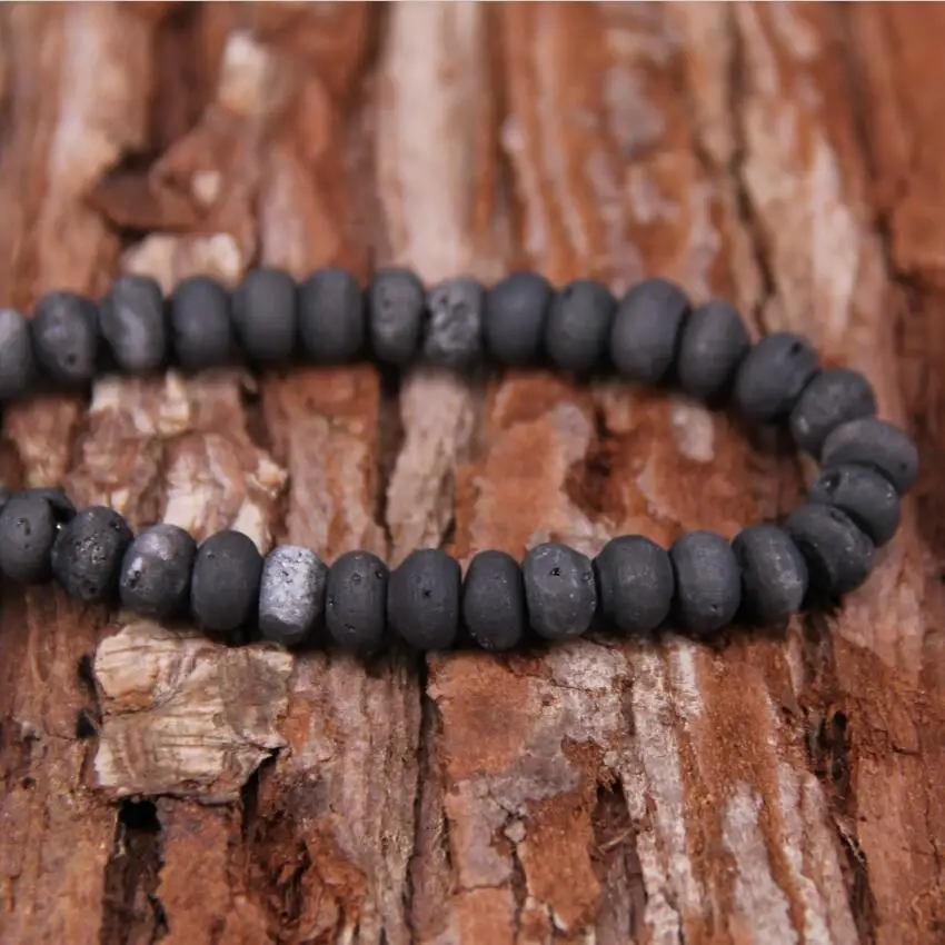 8inches strand Rough Gun Black Drusy Achate Abacus Shape Beads Mystic Titanium Natural Druzy Geode Rondelle Loose Pendants | Украшения и