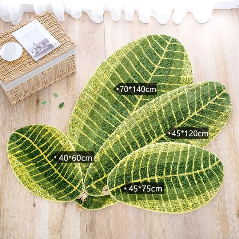 

Green Leaves Anti-Slip Hallway Door Mat Outdoor Doormat Bath Mat Kitchen Rug Carpet Tapete for Living Room Bathroom Bedroom